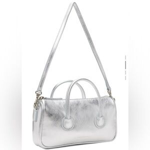 NWOT Margesherwood Silver Zipper Small Crinkle Bag